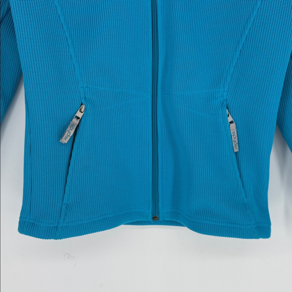 Spyder Core Full Zip Jacket GIRLS Large Turquoise Blue Sweater Fleece Lined KIDS - Picture 3 of 5
